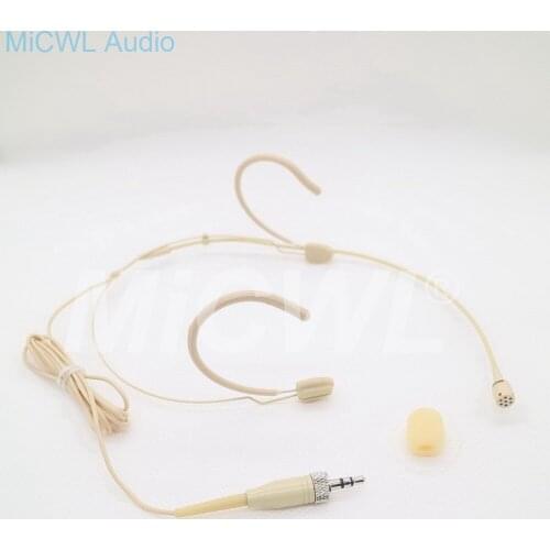 Dual Hook Beige Headset Cardioid Condenser Headworn Microphone For Sennheiser Wireless System With Bodypack Transmitter