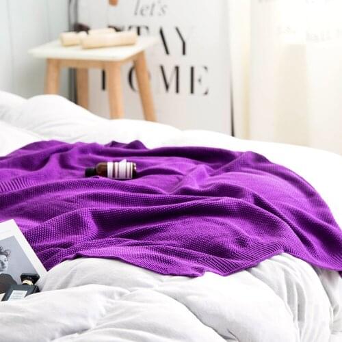 Cotton Knitted Blanket Purple Red Grey Blue Green Blankets for Bed Sofa Decorative Cover Throws Soft Thread Blanket Home Decor