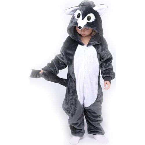 Animal Wolf Kids Kigurumis Onesie Pajamas Children Clothes Boys Girls Toddler Romper Child Funny Clothing Onepiece Costume