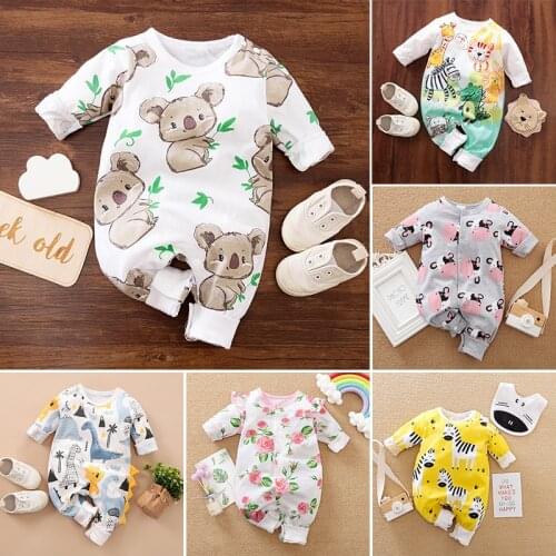 2021 Cartoon Dinosaur Romper Clothes Newborn Baby Jumpsuit Cute Infant Toddler Costume for Spring Summer Autumn Baby Clothing