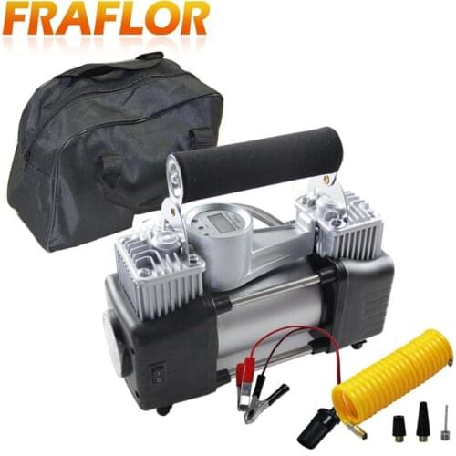Digital Pressure Preset 12V Air Compressor Car Tyre Inflator Double Cylinder Metal Car Tire Inflator High Pressure Air Pump