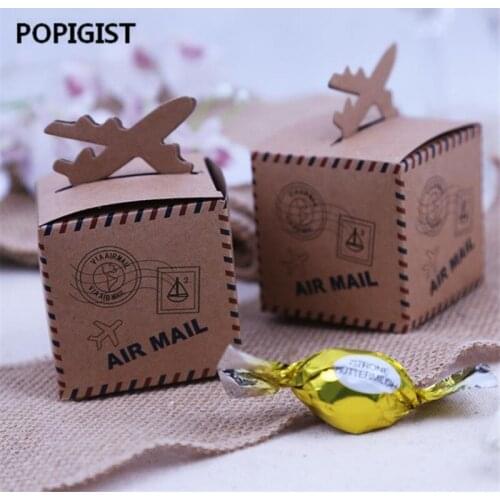 Kraft Paper Airplane Candy Box Wedding Travel Theme Decoration Baby Shower Souvenirs Party Favors Gift Box