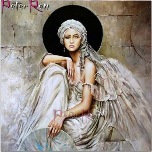 Beauty in hat Diamond painting woman cross stitch full image rhinestone puzzle embroidery Hanging Mural Girl wearing bucket hat