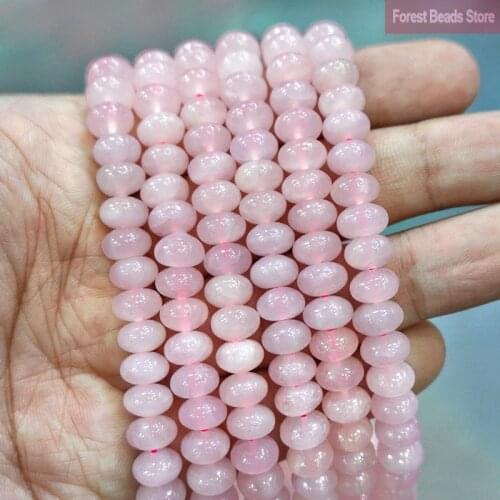 Pink Crystal Rondelle Round Spacer Beads Natural Stone Beads For Jewelry Making DIY Bracelets Charms Accessories 15'' 6/8/10mm