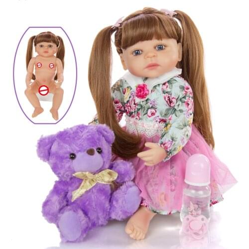 Bebe reborn corpo de silicone inteiro Girl toddler dolls 22inch 55cm reborn baby vinyl dolls toys can bathe