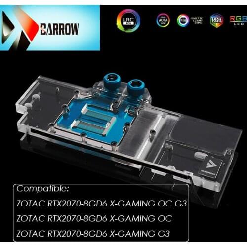 Barrow GPU Water Cooling Block for ZOTAC RTX2070-8GD6 X-GAMING OC / G3 Graphics Cooler Full Cover BS-ZOXG2070-PA