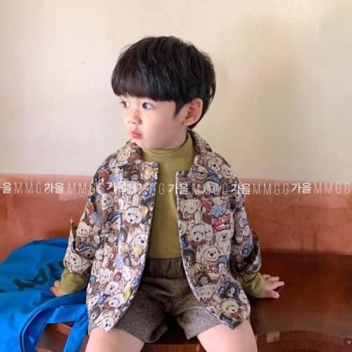 2021 Autumn New Children Coat Fashion Bear Print Jacket For Boys And Girls Shirts Coat 1-7 Year Cotton Kids Cardigan Jacket