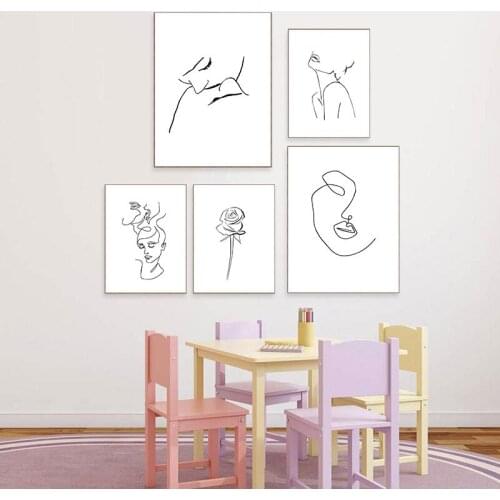 Lines Woman Painting Sketch Wall Art Line Drawing Paintings Modern Art Canvas Nordic Abstract Picture Minimalist