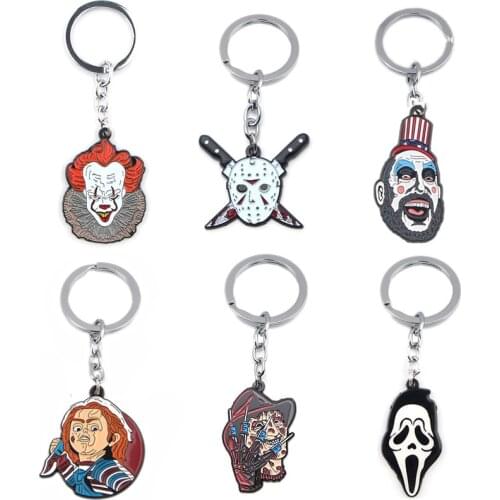 LT1171 Halloween Horror Movie Carabiner for Keys Pendant Car Key Chain Keysring Key Holder Charm Jewelry Accessories Gifts