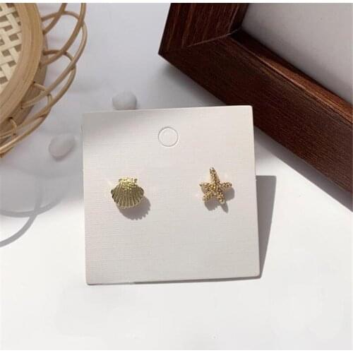 Fashion Cute Solid Color Metal Scallop Shell Starfish Star Stud Earrings Beach Ocean Style Earrings for Women Girls Ear Jewelry