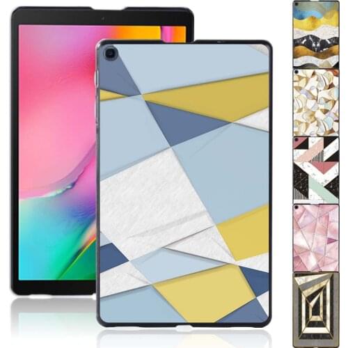 Fashion Case for Samsung Galaxy Tab A 10.1 2019 T510/T515 Geometry Pattern Plastic Durable Tablet Hard Shell Cover + Free Stylus