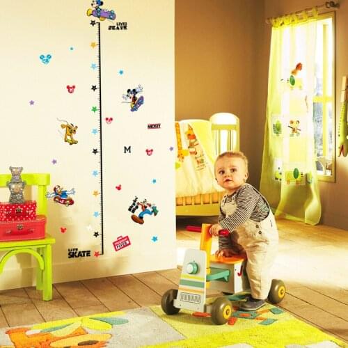 Cartoon Mickey Height Measure Wall Stickers For Kids Rooms Decor PVC Growth Chart Wall Decals Diy Removable Posters Wall Art