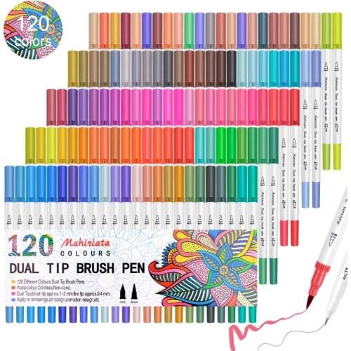 Touchfive 60/72/100/120 Colors Dual Brush Tip Markers Watercolor Pen Art Supplies Washable Pen For drawing Painting Skech Pen