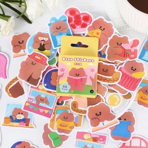 46Pcs/lot Cute Snack Animals Stickers Scrapbooking Stick Label Diary Album Sticker Kawaii Stationery Sealing Stickers
