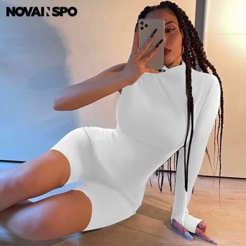 NOVAINSPO One Shoulder Sporty Fitness Biker Shorts Rompers Women Casual Solid Outfits Athleisure Homewear Bodycon 2021 Playsuits