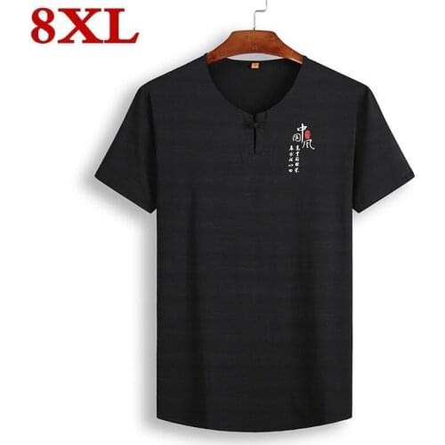 New Plus Size 8xl 7xl Chinese Style O Neck Short Sleeve Mens T Shirt Men Fashion T Shirts Casual For Male T-shirt Tops Wpws3902
