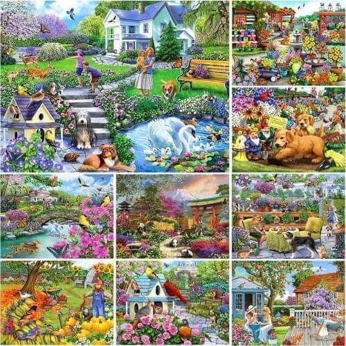 5D DIY Diamond Embroidery House Full Square New Arrival Diamond Painting Landscape Mosaic Garden Rhinestone Kit Wall Sticker Art