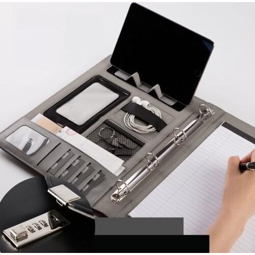 Fichario Binder A4 Document File Folder With Lock Business Organizer File Cabinet Holder Manager Padfolio Password Briefcase Bag