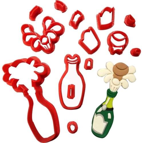 Champagne Bottle cork Fondant Cupcake Tools Made 3D Printed Cake Cutter Champagne Bottle Cake Decorating Tool Mould