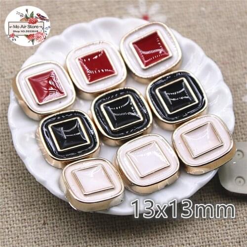 50pcs 13mm square white/black/red delicate Buttons Home Garden Crafts Cabochon Scrapbooking DIY Accessories