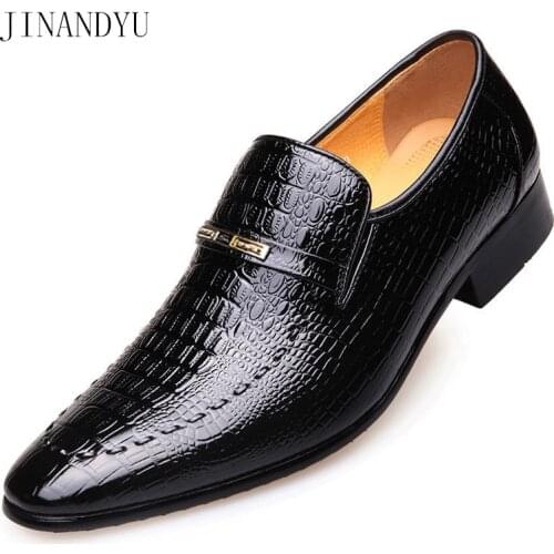 Size38-48 Black Brown Dress Office Business Shoes Men Elegant Patent Leather Loafers Men Shoes Leather Cheap Party Shoes for Men