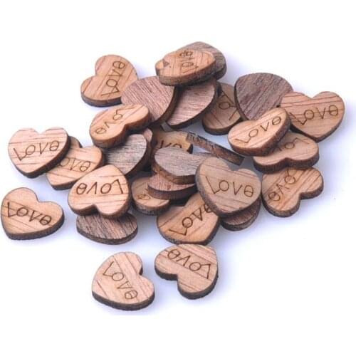 Natural Wooden Love Heart Shaped Scrapbooking Carft for Home Decoration Accessories 15x13mm 50pcs MT0563