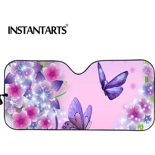 INSTANTARTS Brilliant Butterfly Stylish Design Sunshade for Car Windshield UV Protect Foldable Universal Car Windshield Covers