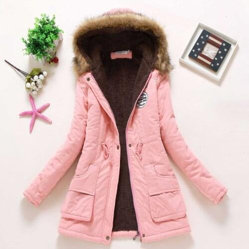 Warm fur women parkas 2021 fashion hooded thick solid color woman coats casual buttons winter coats female jacket plus size