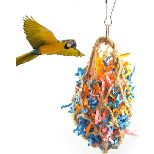 Creative Bird Toy Parrot Bite Proof Paper Strip Toy Parakeet Cage Hanging Shredder Foraging Swing Toys For Parrot Birds Supplies