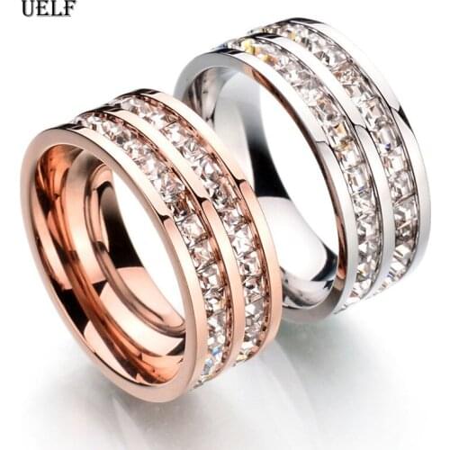 Uelf Wedding Rings for Women Men Couple Promise Band Stainless Steel Engagement Jewelry Dropshipping