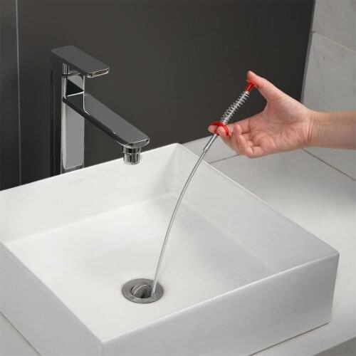 1pc Kitchen Bathroom Sink Drain Cleaner with Clip Sewer Dredge Device Pipeline Hair Dirt Cleaner Toilet Removal Clog Long