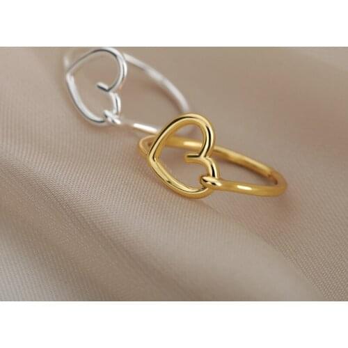 Vintage Hollow Love Heart Rings for Women Charm Couple New Design Ring Jewelry Wedding Gifts Accessories