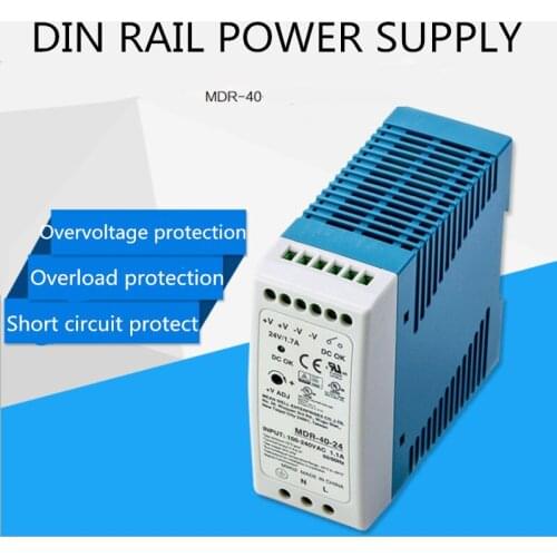 High quality din rail power supply switch 40W 12V , 24V output Switching power supply MDR-40
