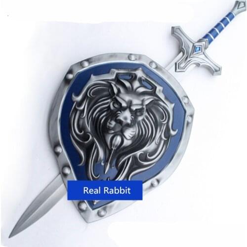 [Funny] Metal made 1:1 Scale 108cm WOW Stormwind soldier weapons Lion Shield and sword model adult cosplay toy collection gift