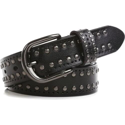 MYMC Genuine Leather Belt Women Lady Punk Waistband Luxury Waist Rivet Retro Casual Fashion Luxurious