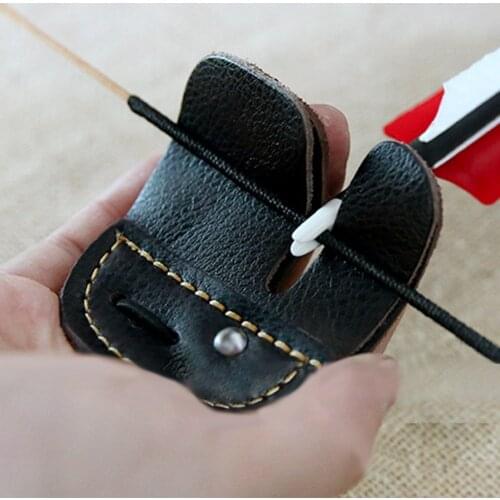 Manmade Leather Archery Finger Guard Protection Pad Glove Tab Bow Shooting free shipping