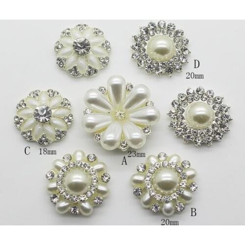 ZMASEY New Fashion Pearl Alloy Buttons 10Pcs/Lot Mix Size Flatback Rhinestone Buttons Sewing Webbing Wedding Decor Accessories