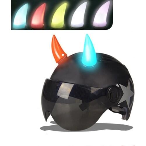1Pc Creative Colorful Cute Motorcycle USB Rechargeable Helmet Glow Ox Horn Decor Headwear Accessories Supplies Products