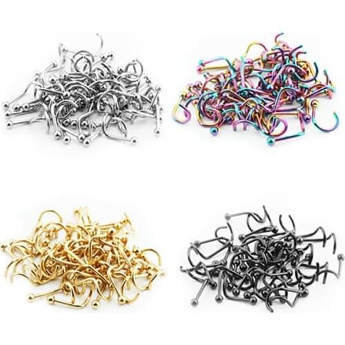 1Pcs New Fashion Stainless Steel Hook Round Ball Nose Nail Hypoallergenic Simple Human Body Piercing Jewelry