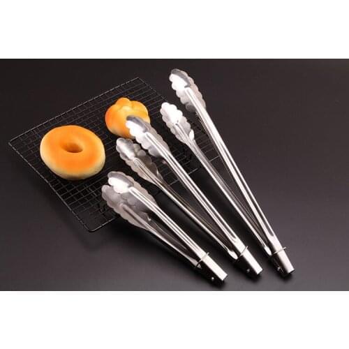 1PC Stainless Steel Tongs Bread Food Clip Barbecue Tong Pizza Bread Steak Clip Home Kitchen Utensils Accessories PM 010