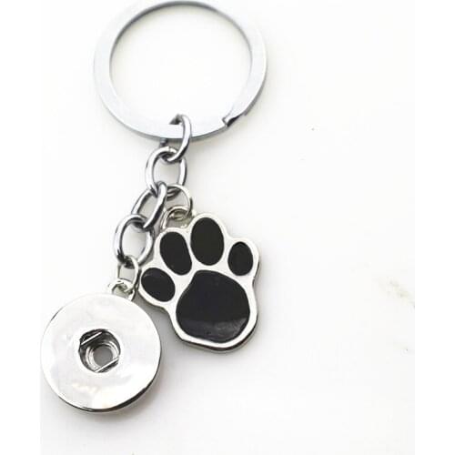 10pcs/lot Hot wholesale Dog Paw Snap Keychains Keyring fit 18mm DIY Snaps Button Jewelry