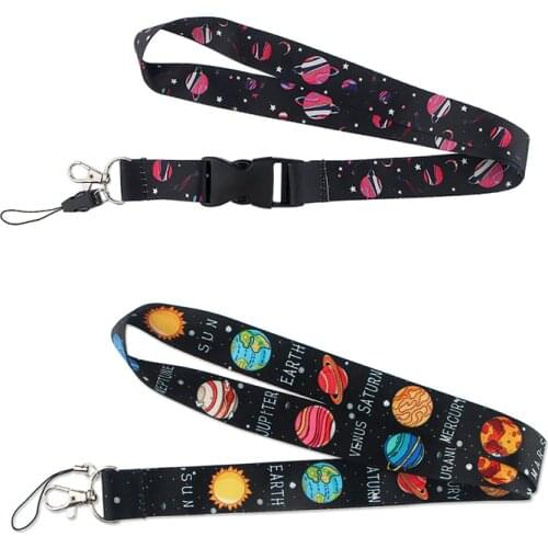 12pcs/lot E2208 Mobile Phone Lanyard Fashion Cartoon Space Neck Strap Lanyards for Keys ID Card Gym USB Badge Lanyard For Gift