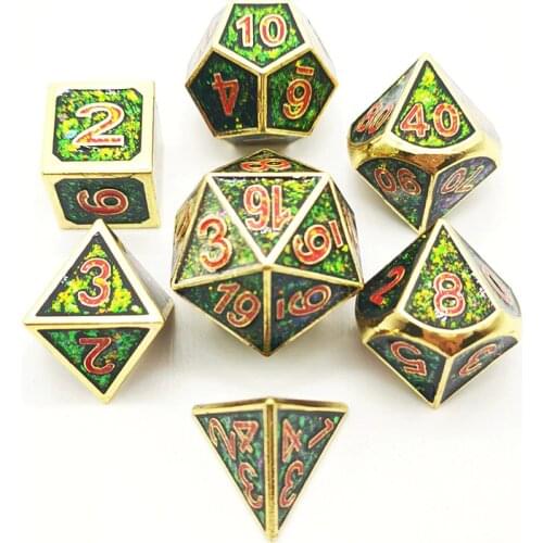 2020 The Newest DND dice set 7pcs/Set dobbelstenen d4-d20 upscale Metal dice polyhedral Dados rpg rol Symphony color powder dice