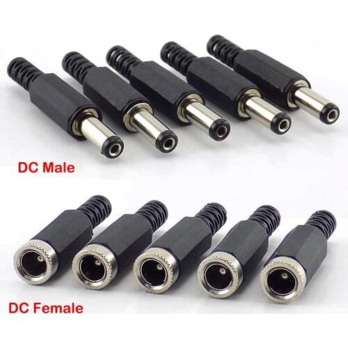 Adaptor Terminals DC Female DC Male Connectors Power Plug 5.5mm x 2.1mm Jack Socket DIY Wire Cable Jack Electric Connectors