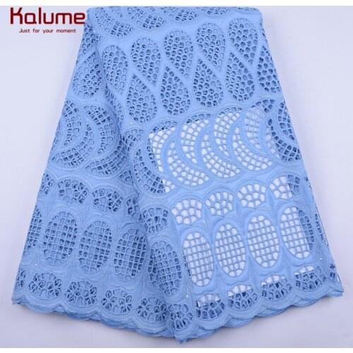 Kalume2020 100% Cotton African Lace Fabric Punch Holes Nigerian Voile 100% Cotton Dubai Lace Fabric For Daily Dress Party 2045