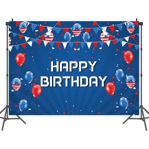 American Classic Red and Blue Balloons Background Portrait Photography Birthday Decors Photographic Backdrops Photocall Studio