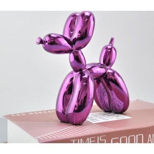 Shiny Balloons Dog Statue Simulation Dogs Animal Art Sculpture Resin Craftwork Home Decoration Accessories
