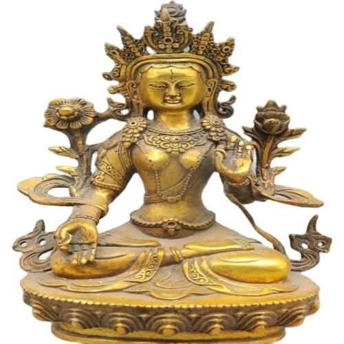 Bronze statues of Tantric Buddhas decorated with White Tara collection of Buddhas