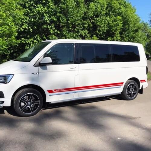 For-Volkswagen Multivan T4 T5 T6 Auto Body Hood Tail Accessories Decor Dec 1Set Car Door Side Skirt Stripes Stickers Vinyl Decal