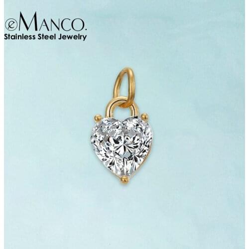 EManco Heart-shaped zircon pendant 316L Stainless Steel Pendant Necklace Accessaries Bracelet Charm for DIY Jewelry Making